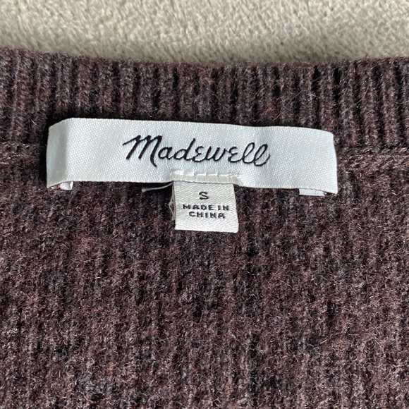 Madewell Brown Three-quarter Sleeve Sweater Alpaca Wool Blend Women's Size Small - Picture 7 of 12